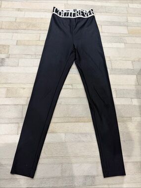 Versace Jeans Couture Black Leggings with White Logo Waistband
